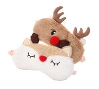 BESTYASH 2 Pièces Masque Sommeil Occultant Peluche Cache Yeux Confortables Forme de Renne de Noël Doux et Extensible Masque Sommeil Cartoon Adapté à Tous Bloque la Lumière Naturellement
