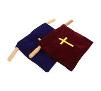 BESTYASH 2 Pièces Offrande pour Église avec Poignées Bois de Communion Portable Brodé Croix Capacité pour Cérémonies Religieuses et Services de Culte
