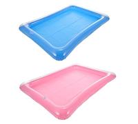 BESTYASH 2 Pièces Plateau de Service Flottant Gonflable pour Piscine Support Boissons à Eau avec Compartiment Glace pour Fêtes et Bar Plein Air Bleu et Rose