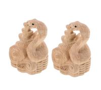 BESTYASH 2 pièces Sculpture Bois Serpent Nouvel an Chinois Décoration Maison Bureau Objet d'art Feng Shui Année du Serpent