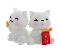BESTYASH 2 Pièces Statuette Chien Amulette en Résine, Style Cartoon, Décor | Objet Multicolore pour Bureau et Tableau de Bord, Stabilité, Esprit Nouvel An, Petite Pièce