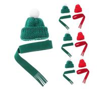BESTYASH 20 Pièces Mini Santa Cap Ornaments and Small Snowman Hats with Knitted Doll Scarves Set Soft Christmas Craft Decorations for DIY Holiday Embellishments
