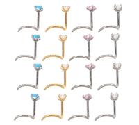 BESTYASH 20 Pièces Nasal Studs Set In Stainless Steel With Sparkling Zirconia Curved Nose Piercing Jewelry For Women Round Nose Rings In Multiple Colors