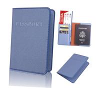 BESTYASH 2pièces Étui à Passeport Multifonctionnel Cuir PU avec Design De Fermeture Magnétique Bleu Et Rose Organisateur Pratique pour Voyage