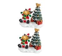 BESTYASH 2pièces Figurines De Rennes Miniatures Résine Ornement De Jardin De Fées Et Décorations Arbres De Noël Set De Petits Modèles De Cerfs Réalistes pour Décoration De Noël