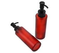 BESTYASH 2pièces Flacons à Pompe Verre Ambré De Rechargeables Avec Distributeur Étanches Couleur Rouge Foncé Pour Huiles Shampoings Lotions Ou Savons