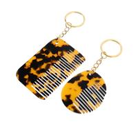 BESTYASH 2pièces Mini Peigne Acétate Clé Chaîne Avec Imprimé Léopard Peignes Démêlants Portables Accessoire De Voyage Pratique Et Élégant