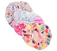 BESTYASH 3 Pièces Bonnet Garçon Fille Imperméable Satin Chapeaux Réutilisables pour et Filles Rose Coeur Unicorn Bleu Accessoires de Bain Pratiques et Confortables