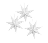BESTYASH 3 Pièces Lot de Lanternes Papier Étoiles Creuses à Suspendre Abat-jour Décoratif Blanc pour Mariage Fête et Noël