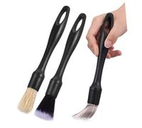BESTYASH 3 pièces Set de Brosses de Nettoyage Intérieur de Voiture Kit de Detailing Automobile Polyvalent pour Nettoyage des Surfaces Difficiles