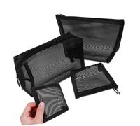BESTYASH 3 pièces Trousse Maquillage Femme Voyage Sac Cosmétique Maille Respirante Zippée Organisateur Toiletry Bag Nylon