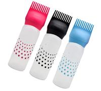 BESTYASH 3pièces Flacon De Teinture Cheveux Rechargeable Pour Salon Coiffure Avec Peigne Bleu Rose Noir Récipient Étanche Et Anti-dérapant