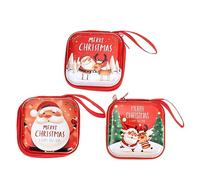 BESTYASH 3pièces Mini Porte-Monnaie de Noël Pochette de Monnaie Petit Porte-Monnaie Carré Décoration à Suspendre Sapin