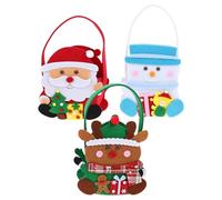 BESTYASH 3pièces Sacs Cadeaux De Noël Avec Poignée Motifs De Père Noël Et Bonhomme De Réutilisables Pour Fêtes Et Anniversaires Garçon Fille