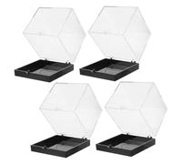 BESTYASH 4 Pièces boîte de spécimen de minerai vitrine en pierre Affichage minéral vitrine carrée mallette de rangement des échantillons boîtier d'affichage en cristal Plastique Transparent