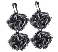 BESTYASH 4 Pièces Boule de bain au charbon de bambou nettoyage scrubber éponge relax bille de bain accesoire salle de bain deep cleansing lenoir fabricant de bulles boule de pe Black