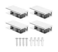 BESTYASH 4 Pièces Clip Rectangulaire pour Verre et Miroir en Alliage de | Support pour Vitre et Tablette, Finition Argentée, Usage la Cuisine et Maison, Résiste à Corrosion