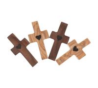 BESTYASH 4 Pièces Croix Chrétienne en Bois Portative, Mini Format, pour | Texture Visible, Bords Arrondis, Compagnon Discret et Apaisant, pour Maison, Chambre, Église, Pâques
