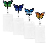 BESTYASH 4 Pièces Porte-badges Mignon Porte-étiquette D'identification Papillon Rétractable en Feutre et Métal, Clip pour Carte D'identité, pour Ouvriers D'usine et Personnel de Bureau
