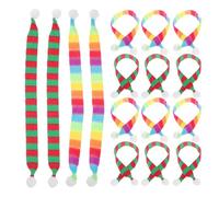 BESTYASH 40 pièces Mini Christmas Knit Scarves for Crafts Rainbow Patterns Miniatures for Snowman Dolls Tree Ornaments and Holiday DIY Decorations