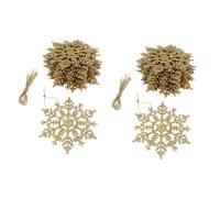 BESTYASH 48 Pièces Décorations de Noël Flocon Plastique Blanc avec Corde Suspendue Ornement Suspendu pour Sapin Fenêtre Intérieur et Extérieur Fête de Noël et Carnaval