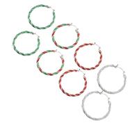 BESTYASH 4paires Lot de Créoles Noël Pendantes Rondes Torsadées Colorées Bijoux Hiver