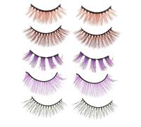 BESTYASH 5 Paires Faux Cils Colorés Volumineux Faux Cils Maquillage 3d Œil Extensions De Cils Réaliste Regarder Cils En Grappe Couleur Vaporeux Cèche Des Yeux Fouetter Imitation