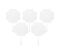 BESTYASH 5 Pièces Éventails de Mariage Invités en Pet Blanc, Fans D'artisanat de Fleur avec Impression Double Face pour Remise de Diplôme et Souvenirs Inoubliables