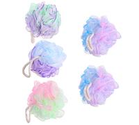 BESTYASH 5pièces Éponge De Douche Maille Douce Set De Éponges Pour Bain Poufs De Bain Pour Hommes Et Femmes Nettoie Et Adoucit La Peau