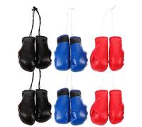 BESTYASH 6 paires Mini de Boxe Porte-clés Décoration Voiture Sacoche Accessoires Clés Design Compact Bleu Noir Rouge