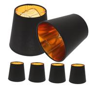 BESTYASH 6 Pièces Abat Jour Industriel Noir et Doré pour Lampe de Table Moderne Minimaliste Remplaçant Abat Jour Cylindrique avec Douille Petite Vis pour Bureau et Chambre