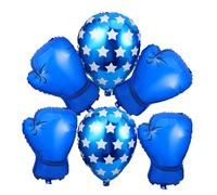 BESTYASH 6 pièces Ballons Gants de Boxe Bleus pour Fête Danniversaire à Thème Décorations Élastiques Gonflables pour Intérieur et Extérieur Fournitures pour Soirée Garçons