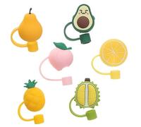 BESTYASH 6 pièces Cute Reusable Straw Covers With Adorable Fruit Patterns Straw Tip Caps For Lightweight And Portable Stoppers For Bubble Tea And Parties