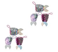 BESTYASH 6pièces Sac à Monnaie Sirène avec Sequins Pochette à Glitters pour Filles Accessoires De Fête Sirène Design Adorable Et Pratique avec Fermeture Éclair