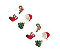BESTYASH 8pièces Broches De Noël Épingles De Mode Avec Motifs De Cartoon Vieillard Canne Chaussette Sapin Pour Décoration De Fête Et Accessoires De Vêtements