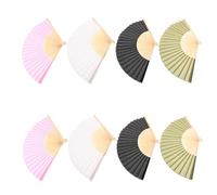 BESTYASH 8pièces Éventails Pliants Vierges De Polyester avec Baleine Bambou pour Activités Manuelles Photos Mariages Et Fêtes
