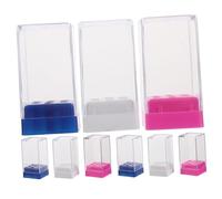 BESTYASH 9 pièces Boîte de Rangement Transparent pour Forets de Manucure Organisateur Antipoussière avec Emplacements Protection et Affichage des Têtes de Polissage pour Usage Salon Blanc