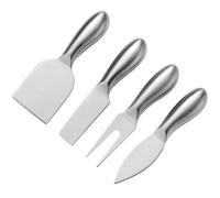 BESTYASH Argenté Set de Couteaux à Fromage 4 Pièces Acier Inoxydable | Contrôle de Coupe Précis, Service Net, Rangement Compact, Prise en Main Facile, pour Beurre et Desserts
