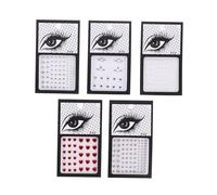 BESTYASH Autocollants Visage Pailletés 5 Pièces Strass Acrylique Blanc Rouge Ornements Corps Forme Cœur Pour Femmes Décorations Fête Halloween