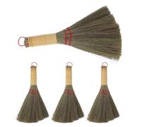 BESTYASH Balai à Main en Paille Naturelle Petit Format, Lot de 4 Balais Portatifs pour Nettoyage Doux Intérieur, Balayette de Bureau Compacte pour Table, Canapé et Surfaces Délicates