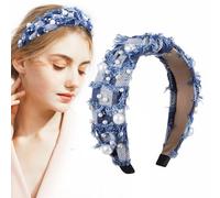 BESTYASH Bandeau Denim Étoilé Pour Femmes Accessoire De Cheveux Large Avec Strass Pour Fêtes Occasions Spéciales Confortable Et Accessoire Mode Polyvalent