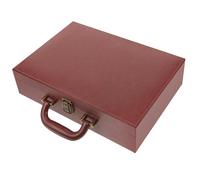 BESTYASH Boîte à Clés en Cuir PU Rouge Brun Moyen, Organisateur de Documents Multifonctionnel, Boîte de Rangement pour Clés et Dossiers, Capacité Spacieuse pour Usage Professionnel