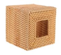 BESTYASH Boîte à Mouchoirs Carrée Rotin Tressé Naturel Distributeur de Serviettes Décoratif pour Bureau Salle de Bain et Voiture Style Scandinave Vintage Robuste