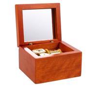 BESTYASH Boîte à Musique Mécanique en Bois Massif Couleur Rougeâtre Manivelle, Mélodie « Canonique » à Huit Tons, Décoration Vintage pour Bureau et Collectionneur, Boîte à Musique Ancienne