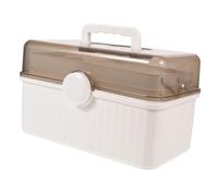 BESTYASH Boîte à Pharmacie Multi-couches Petite Taille Blanche Couvercle Transparent, Poignée Portable, Verrou Rotatif, Rangement Pour Maison Et Voyage, Trousse De Organisée