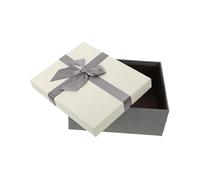 BESTYASH Boîte Cadeau Rectangulaire avec Nœud Boîte de Rangement Cosmétique Portable Coffret Festival pour Anniversaires Couvercle Blanc et Fond Gris