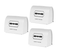 BESTYASH Boîte De 3 Pièces Boîte De Rangement Pour Lame De Rasoir Conteneur à Déchets Pour Rasoir Porte-lames De Rasage Banque De Lames De Rasoir Blanche Fer Blanc