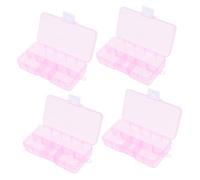 BESTYASH Boîte De 4 Pièces boîte de rangement transparente Perles diviseurs petit compartiment diviser bac de rangement conteneur de stockage pour bijoux pp rose