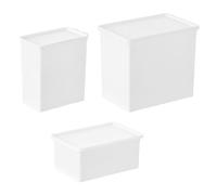 BESTYASH Boîte de rangement pour articles divers avec couvercle, boîte de lessive en poudre en plastique blanc, 3 pièces pour usage domestique