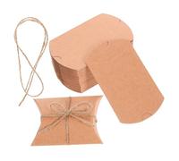 BESTYASH Boîtes De 50 Pièces coffret en papier kraft oreiller boîtes d'emballage de bonbons mini coffrets petites boîtes de bonbons cotillons boîtes de chocolat engourdi Brun